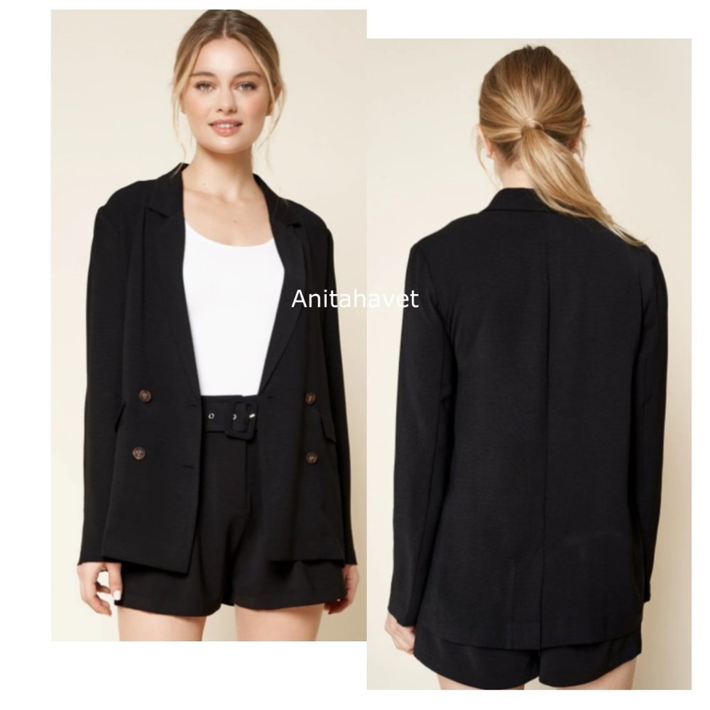 Sugarlips STJ7909ST Double Button Blazer Black Sz M